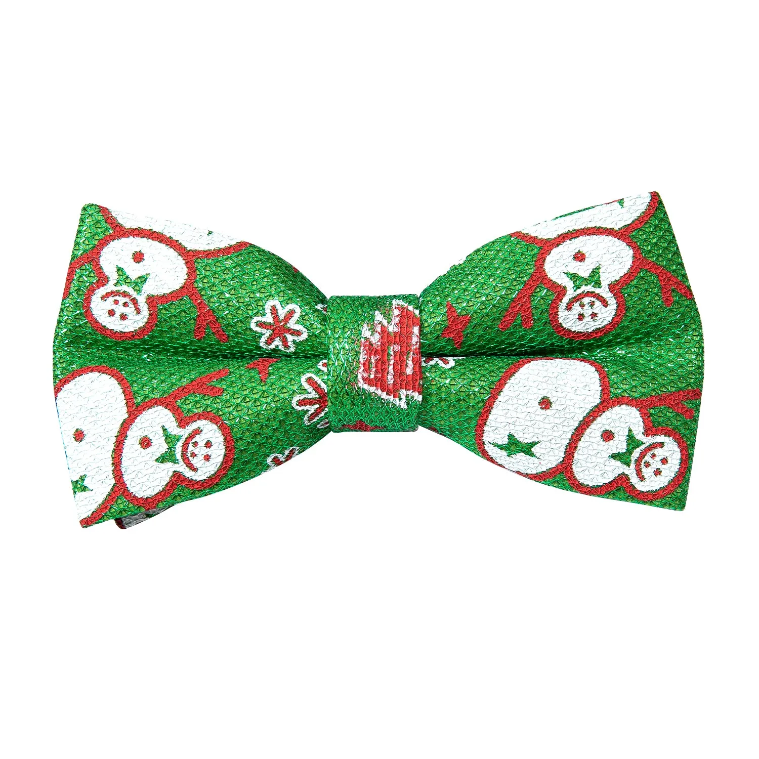 Christmas Green Snow Man Novelty Silk Men's Vest Bow Tie Set Waistcoat Suit Set