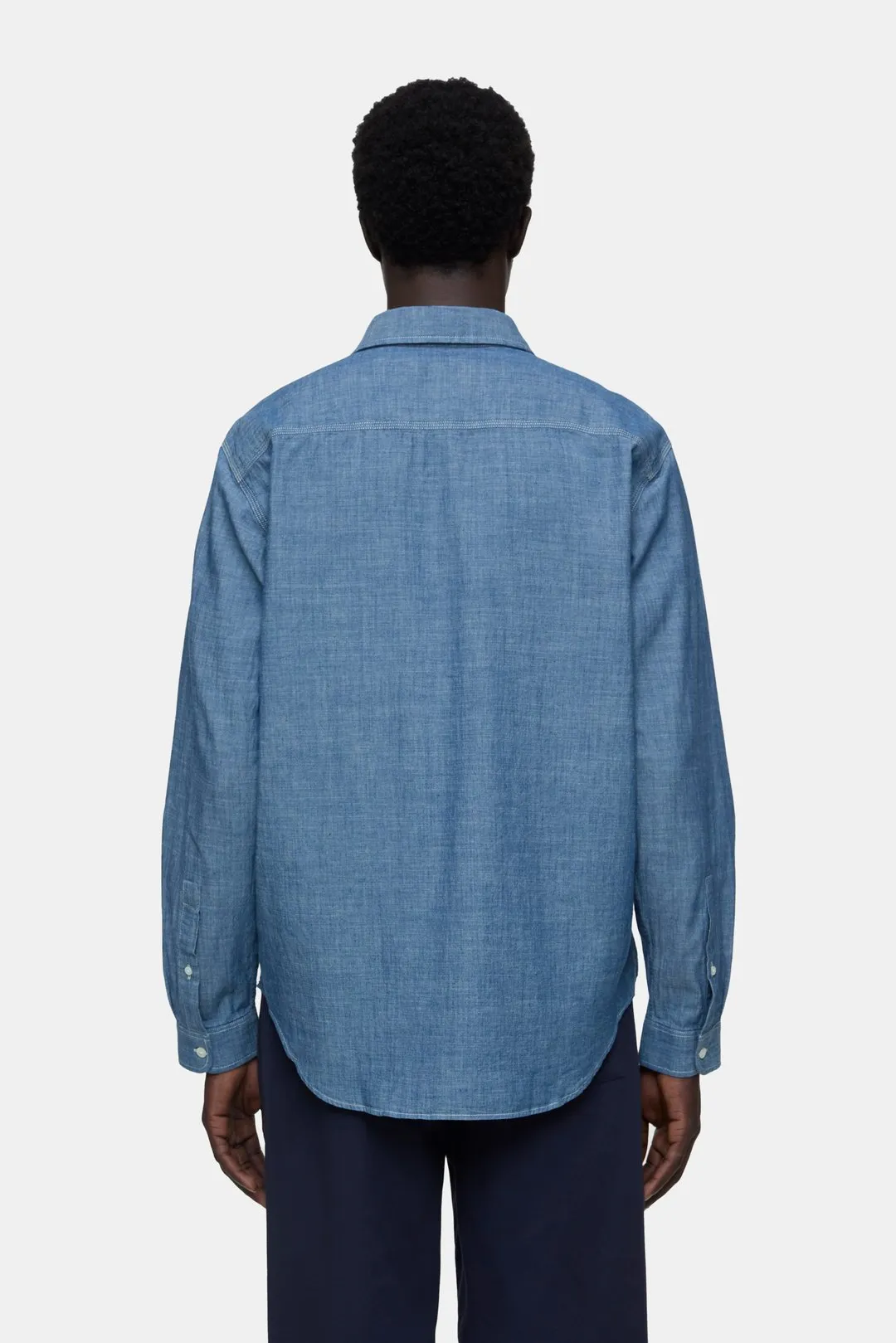 Closed Blue Chambray Military Shirt