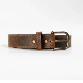 Cognac Teton Stag Leather Belt