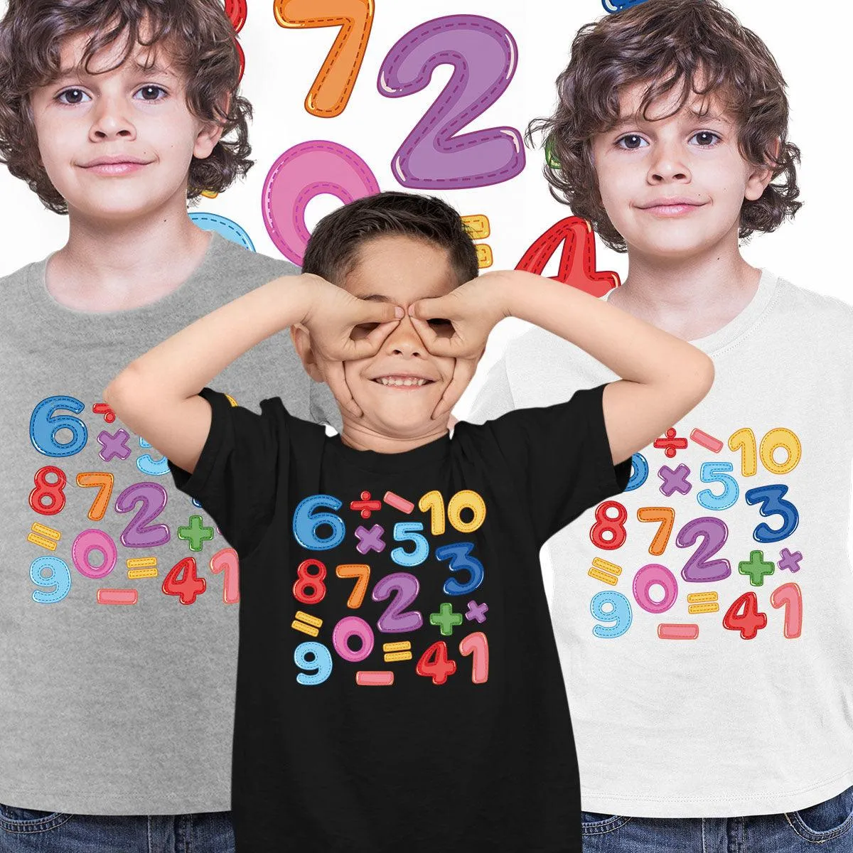 Colourful Number Day 2022 Maths Symbols School T-shirt for Kids