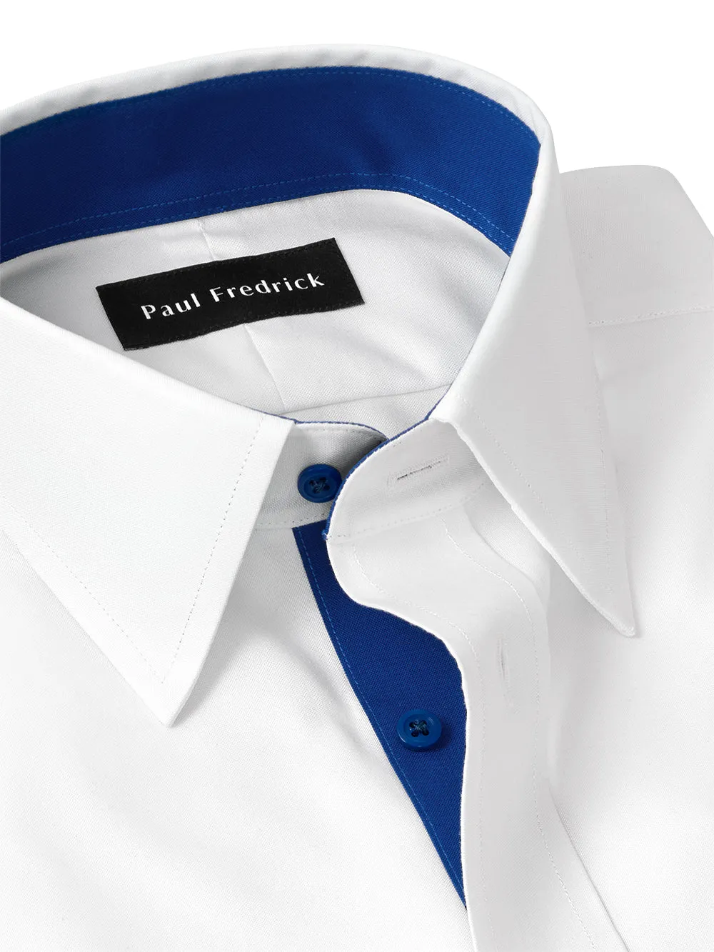 Comfort Stretch Non-iron Solid Dress Shirt With Contrast Trim