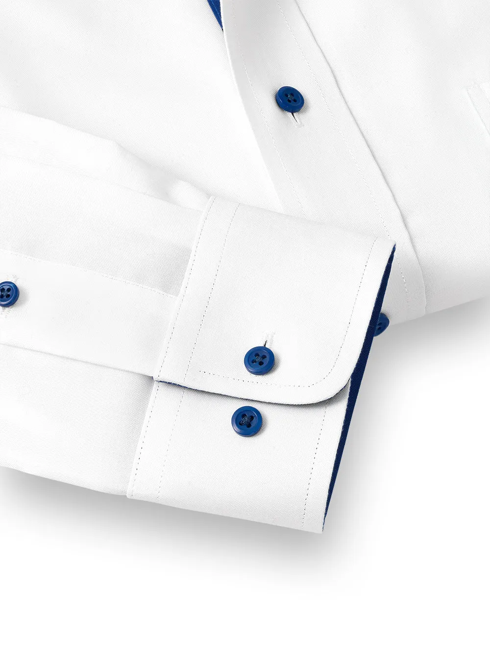 Comfort Stretch Non-iron Solid Dress Shirt With Contrast Trim