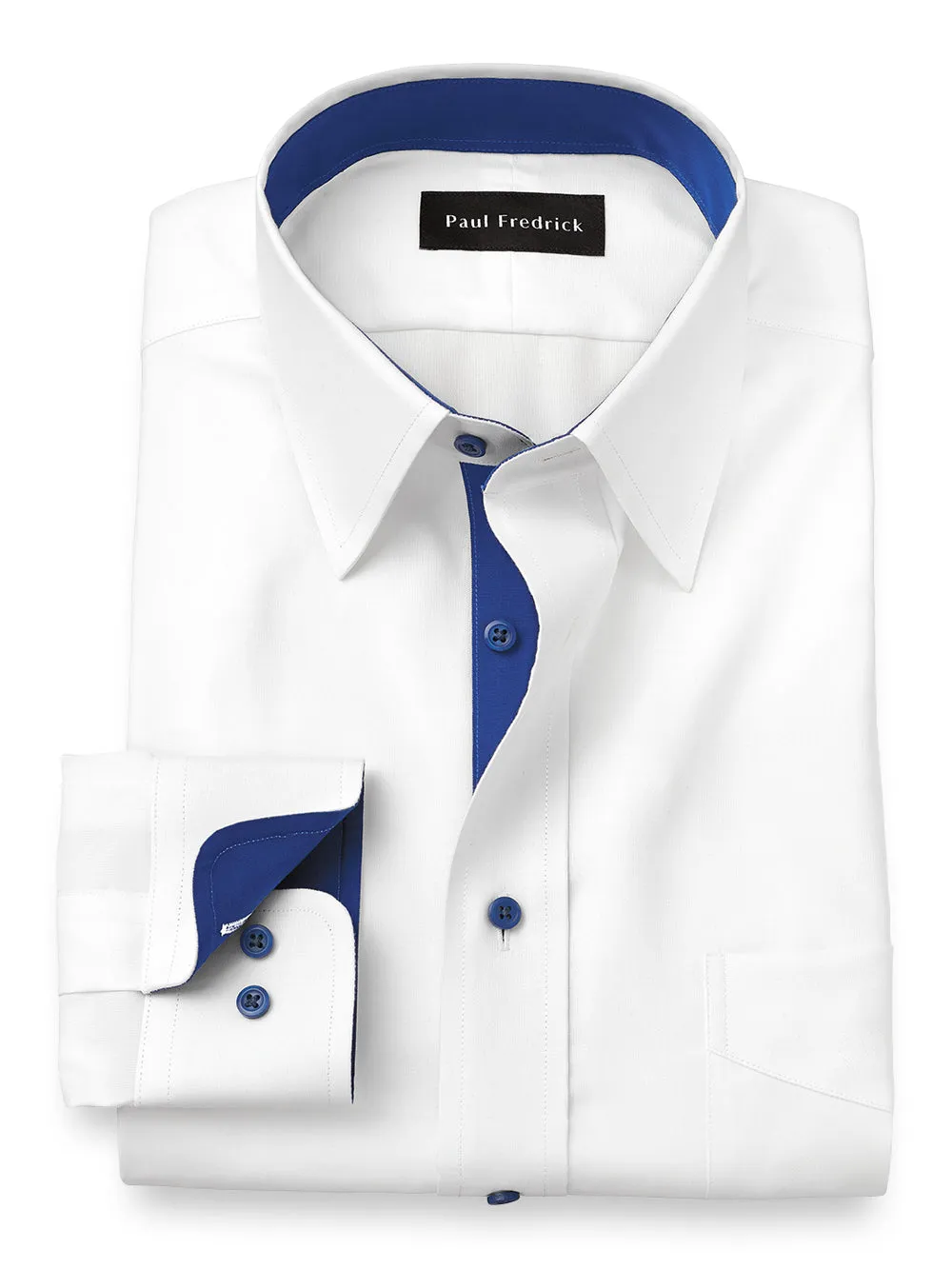 Comfort Stretch Non-iron Solid Dress Shirt With Contrast Trim