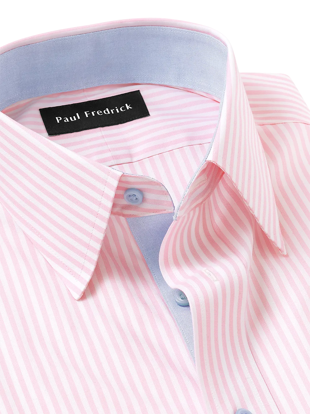 Comfort Stretch Non-Iron Stripe Dress Shirt With Contrast Trim - Pink