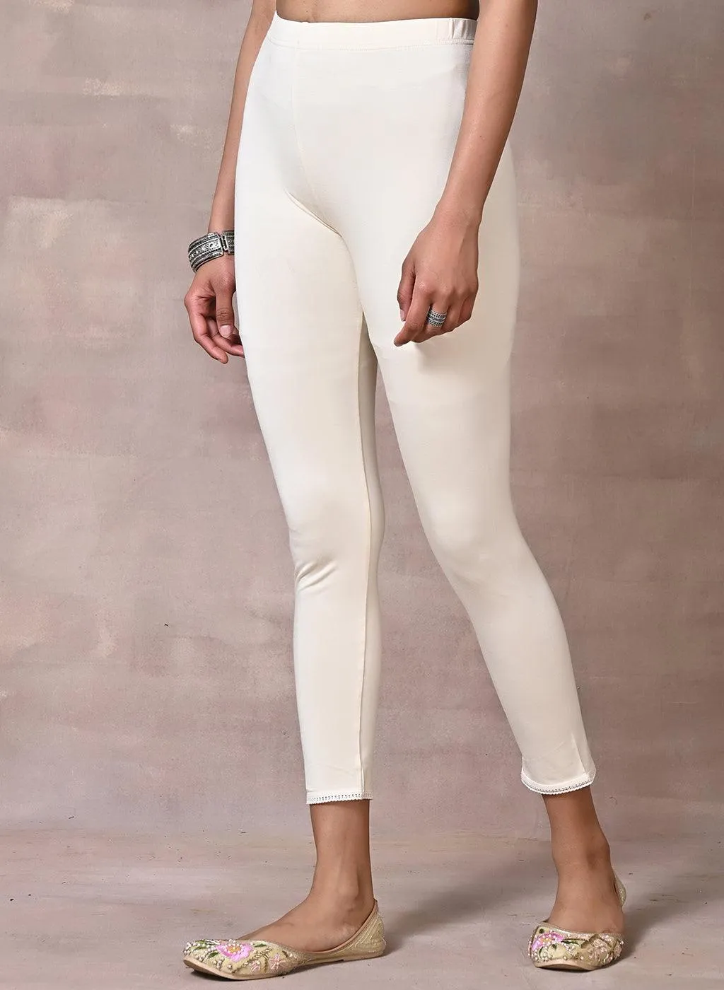 Cream Ankle Length Legging