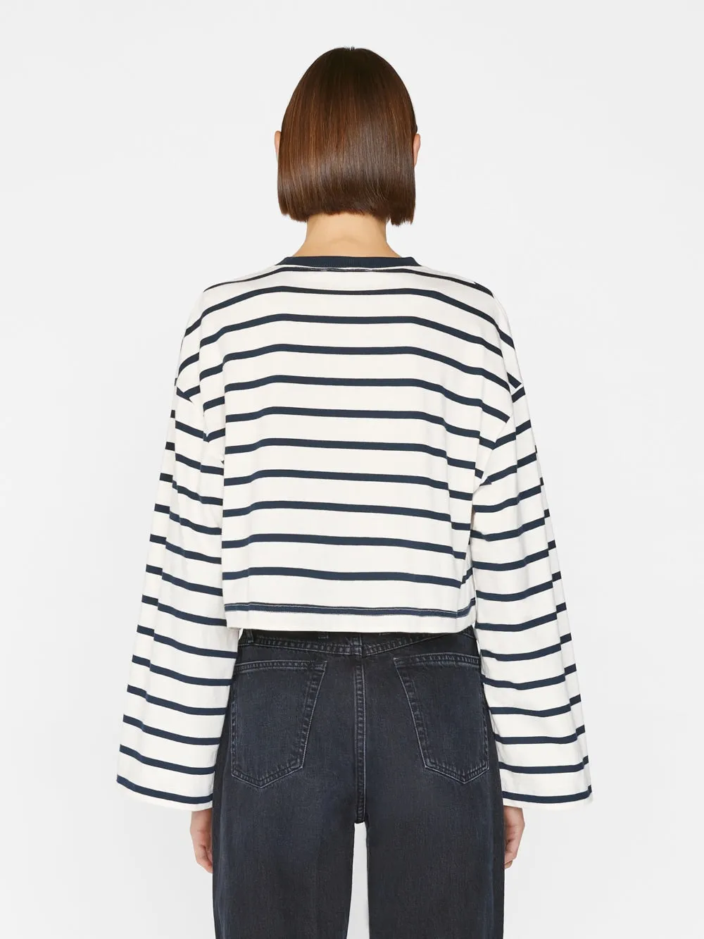 Crop Bell Sleeve Tee ~ Navy Multi