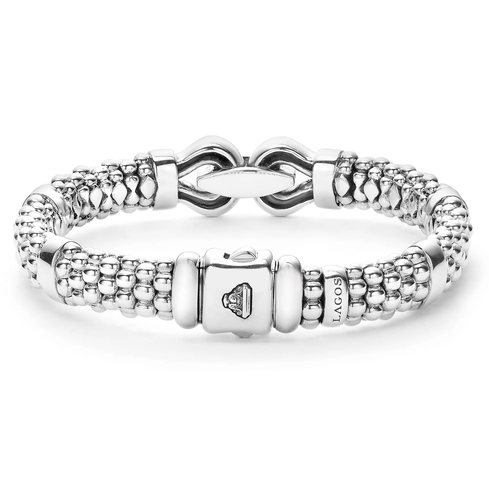 Derby Silver Caviar Buckle Bracelet | 9mm