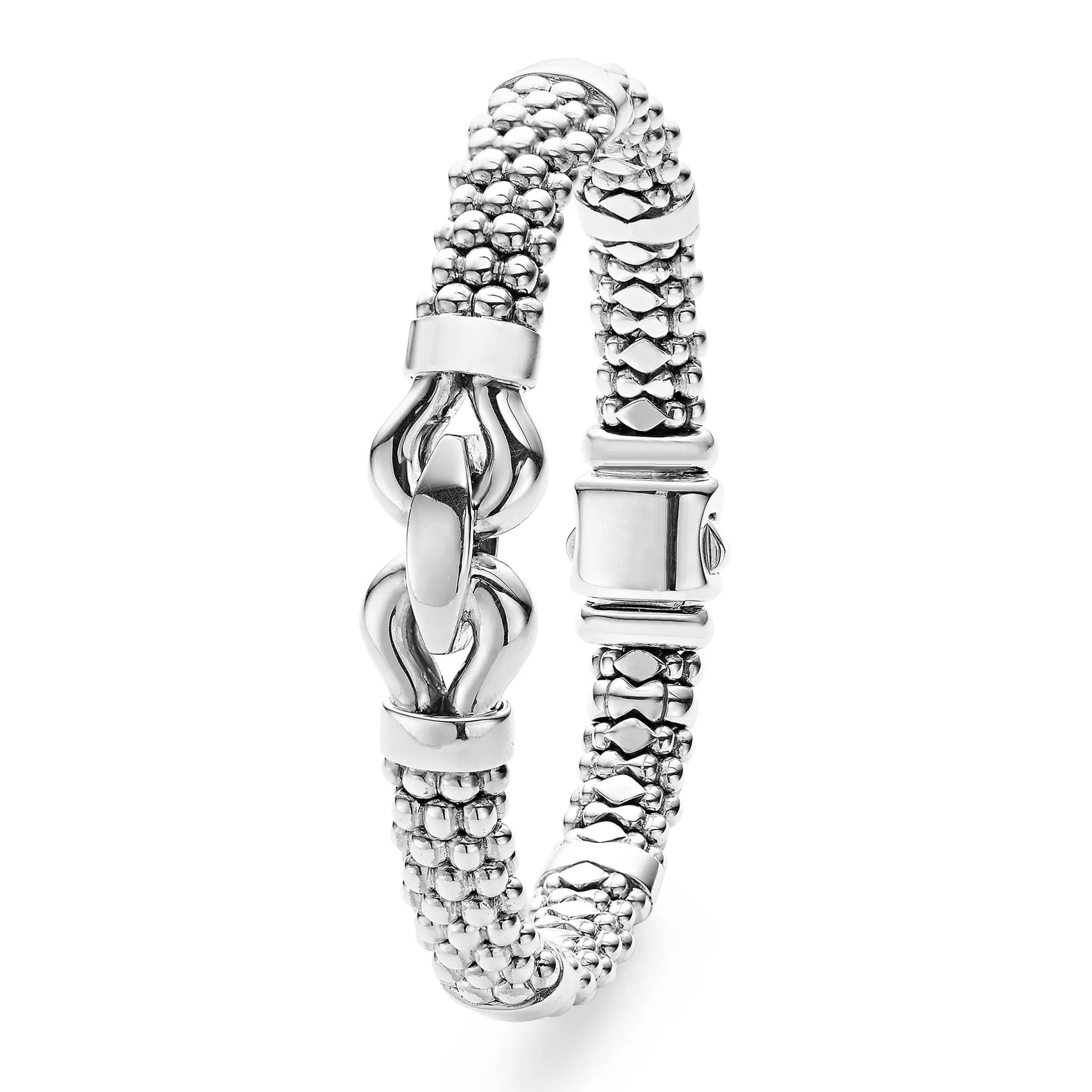 Derby Silver Caviar Buckle Bracelet | 9mm