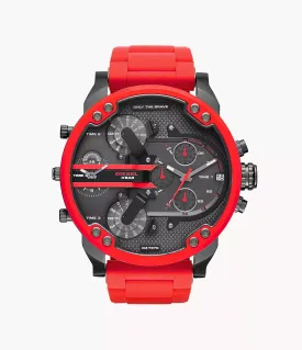 Diesel Men's Gunmetal Dial Red Silicone Watch DZ7279