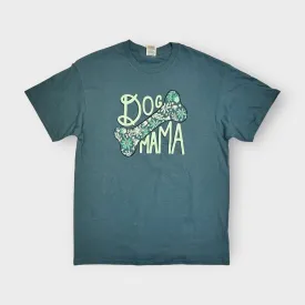 Dog Mama Crew Neck T-Shirt | S | Blue Floral | Pre-Shrunk | New