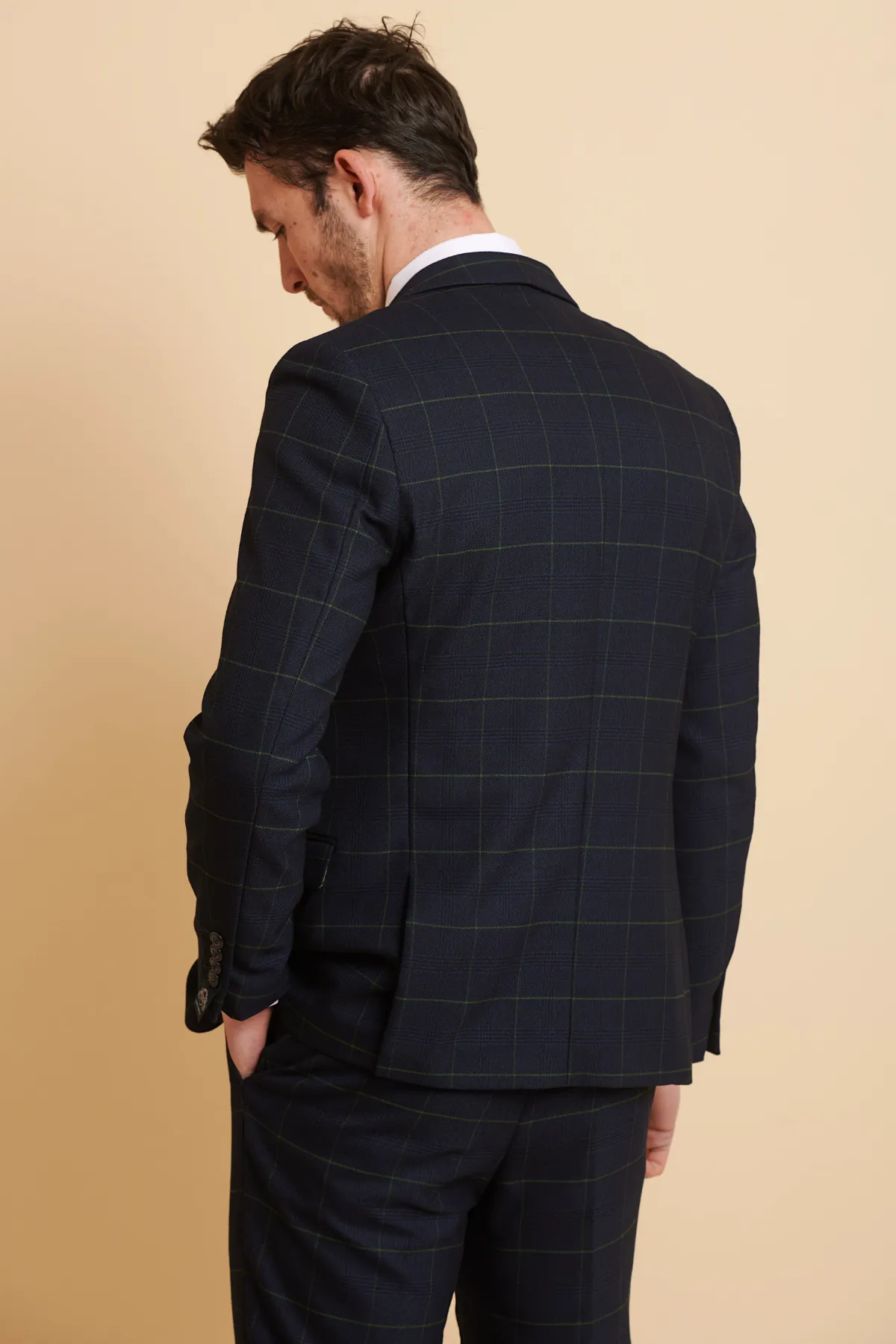 EDINSON - Navy Green Check Three Piece Suit