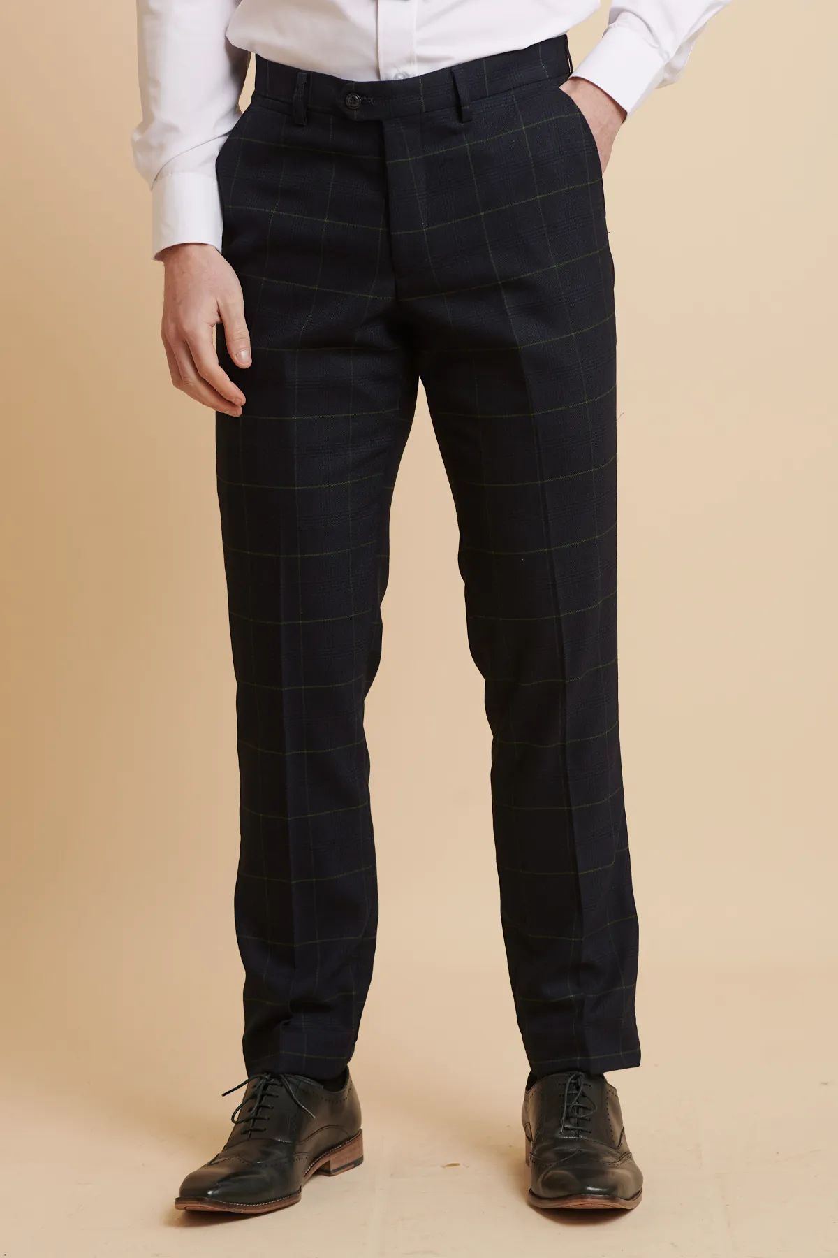 EDINSON - Navy Green Check Three Piece Suit