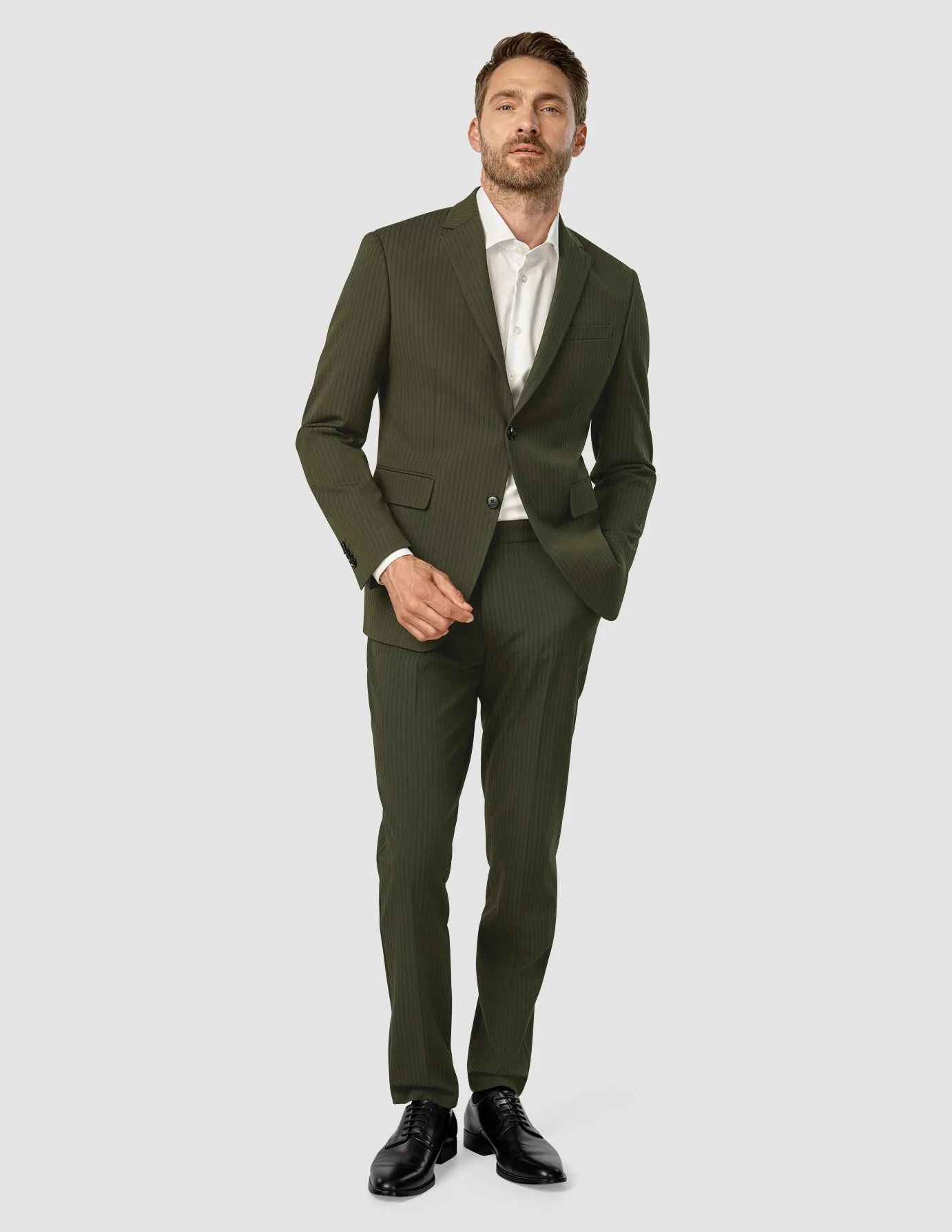 Essential Blazer Regular Moss Green Pinstripe