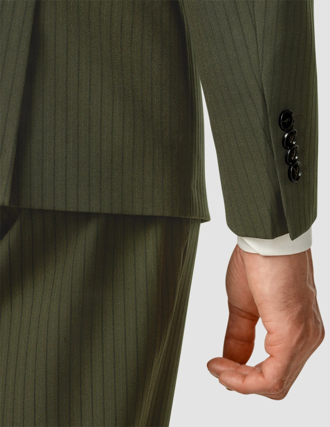 Essential Blazer Regular Moss Green Pinstripe