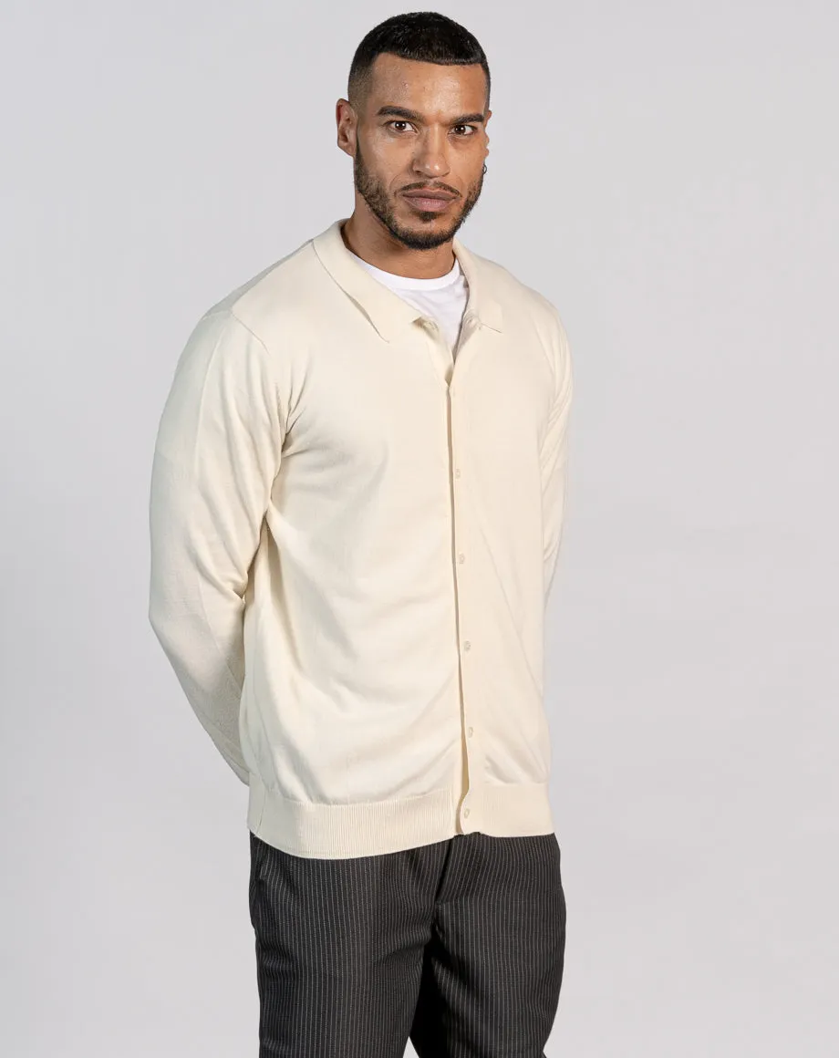 ESSENTIAL BUTTON THROUGH KNITTED SHIRT - ECRU