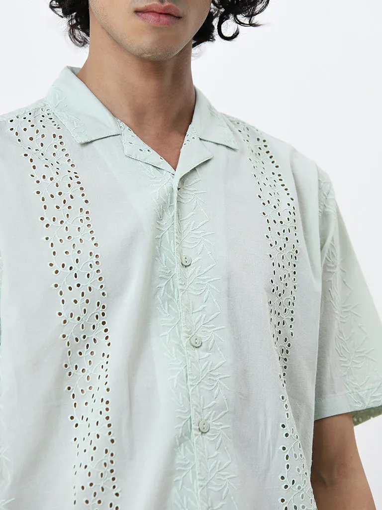 ETA Sage Schiffli Detailed Relaxed Fit Shirt