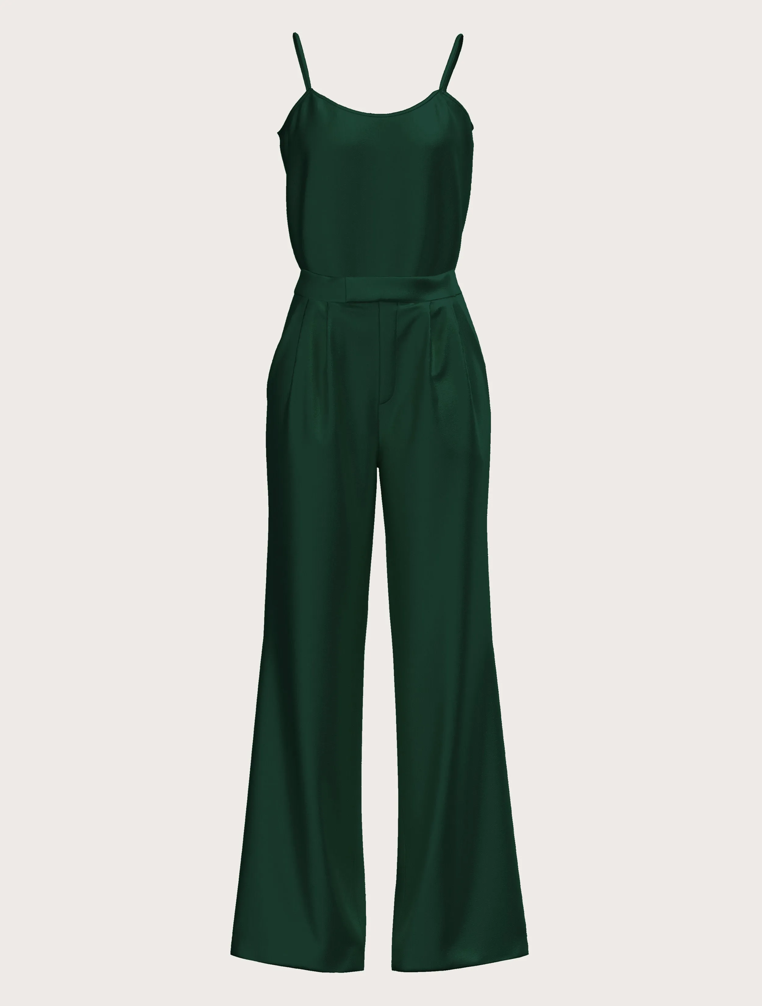 FLARED SATIN SILK TROUSER IN DARK GREEN