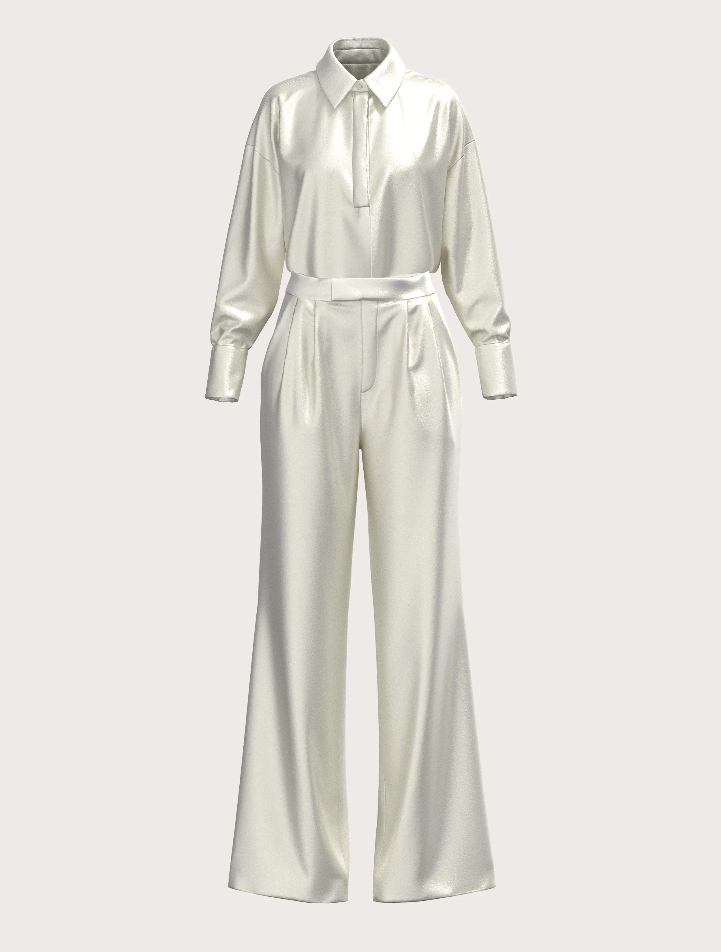 FLARED SATIN SILK TROUSER IN WHITE