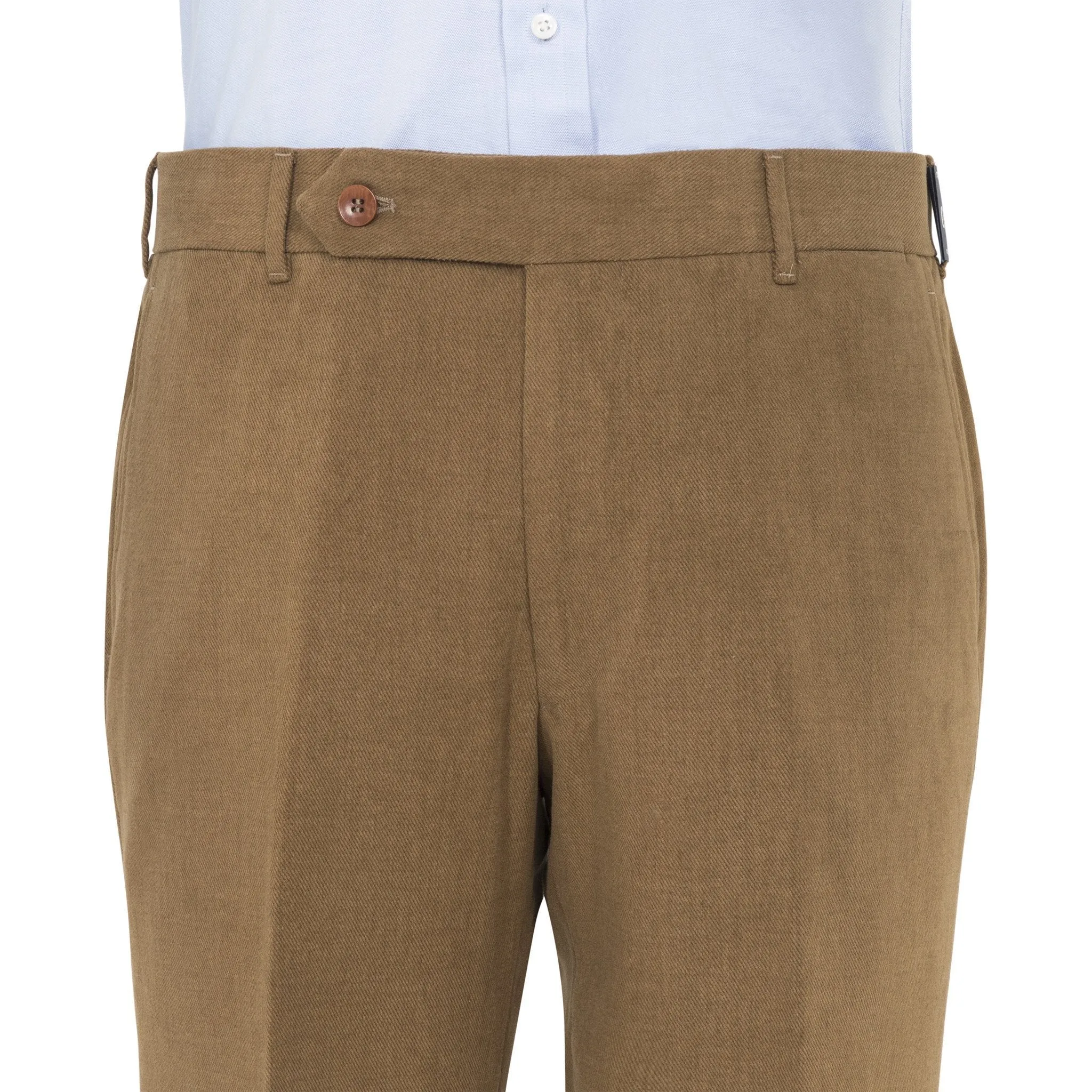 Flat-front Brushed Cotton Trousers