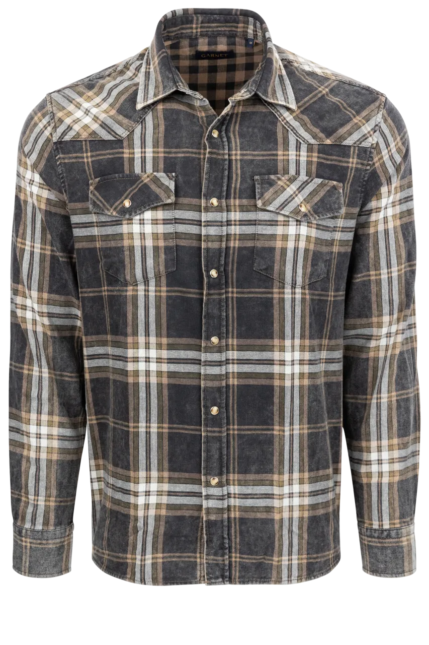 Garnet Snap Front Shirt - Forest Plaid