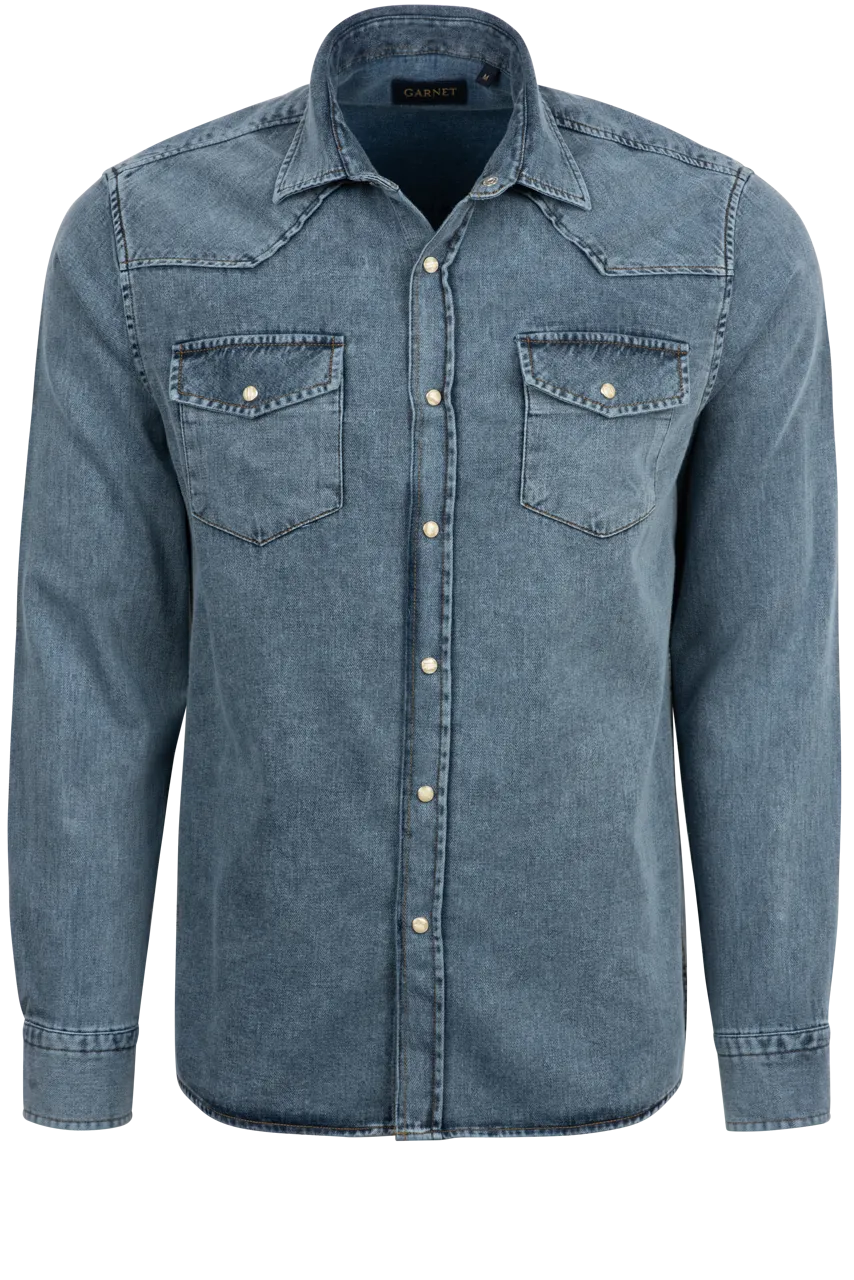 Garnet Snap Front Sport Shirt - Washed Denim