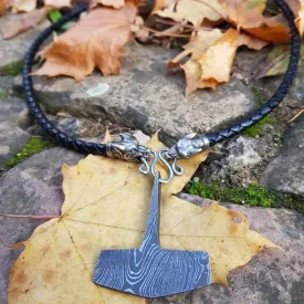 Hand Forged Damascus Steel Mjolnir