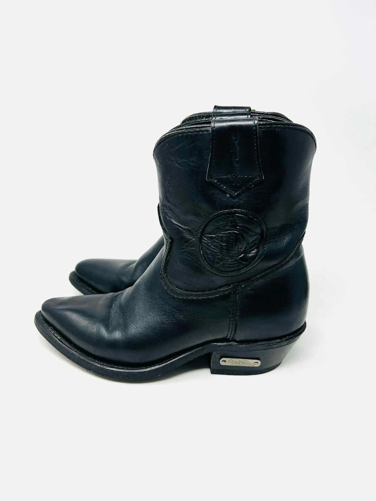 Harley Davidson Size 7 Black Embossed Leather Shoes Boots