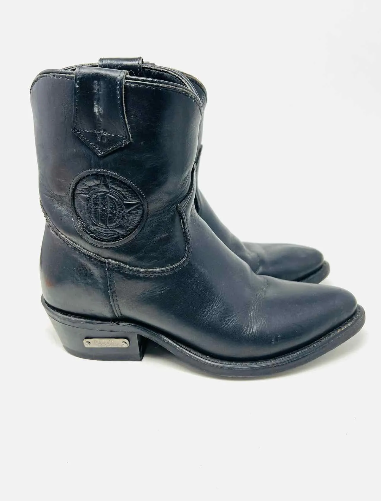 Harley Davidson Size 7 Black Embossed Leather Shoes Boots