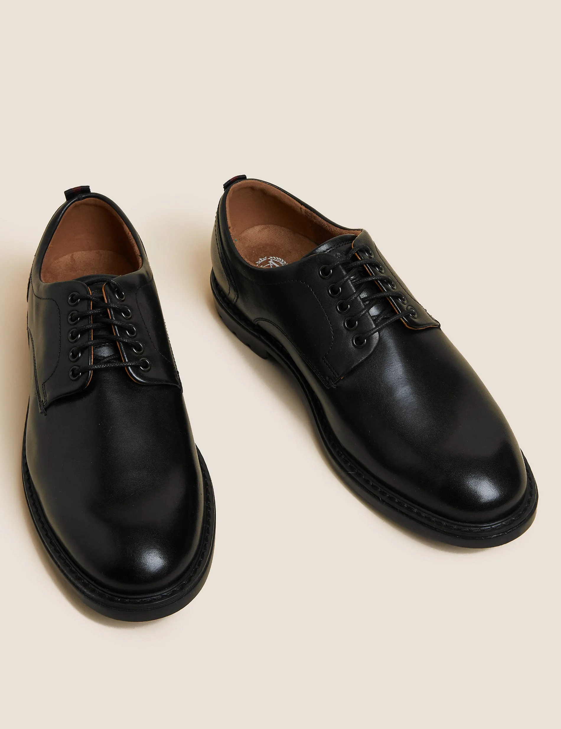 HERITAGE wide leather derby shoes, black