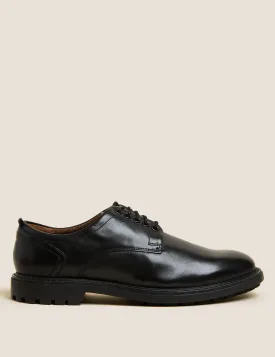 HERITAGE wide leather derby shoes, black