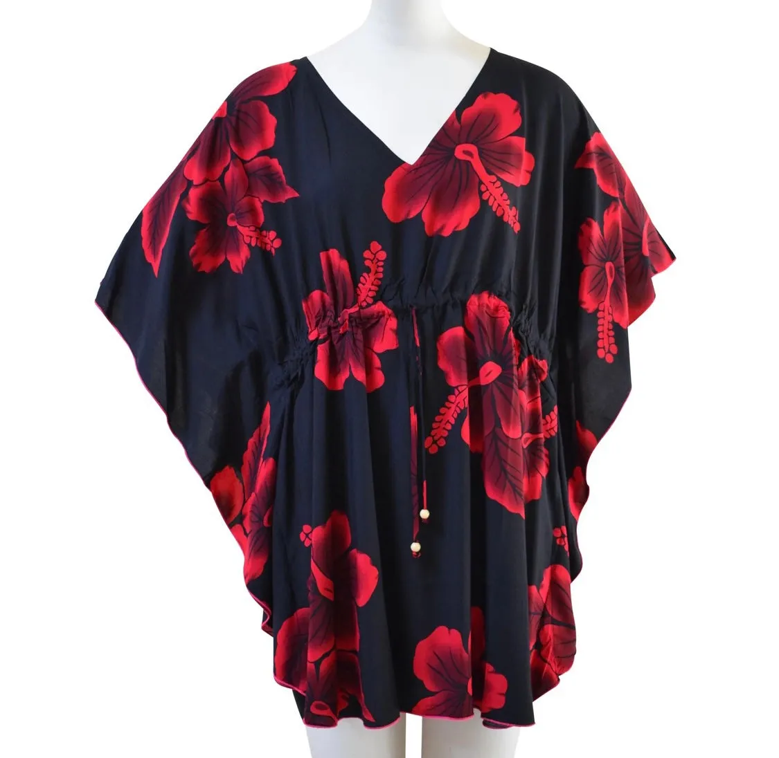 Hibiscus V-Neck Poncho/Cover-Up (One Size)