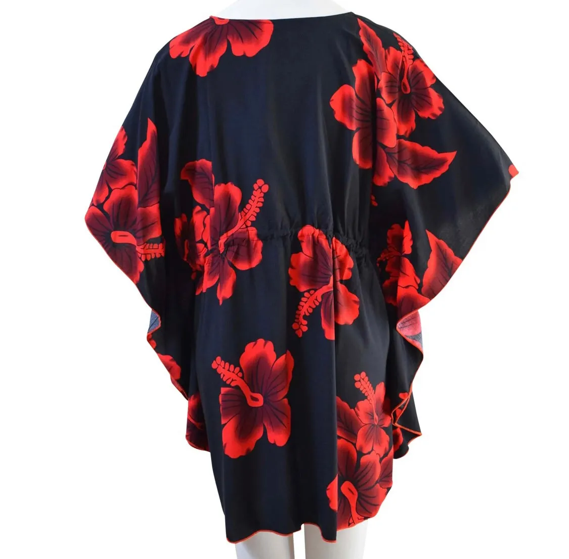 Hibiscus V-Neck Poncho/Cover-Up (One Size)