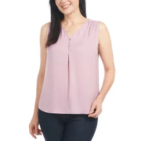 Hilary Radley Women's Sleeveless V-Neck Lightweight Blouse Top