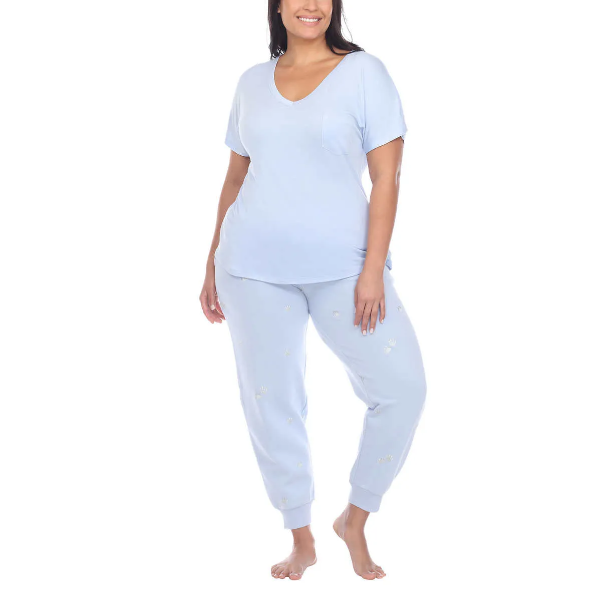 Honeydew Women's 2-piece Pajama Cotton Blend Embroidered Top and Pants Lounge Set