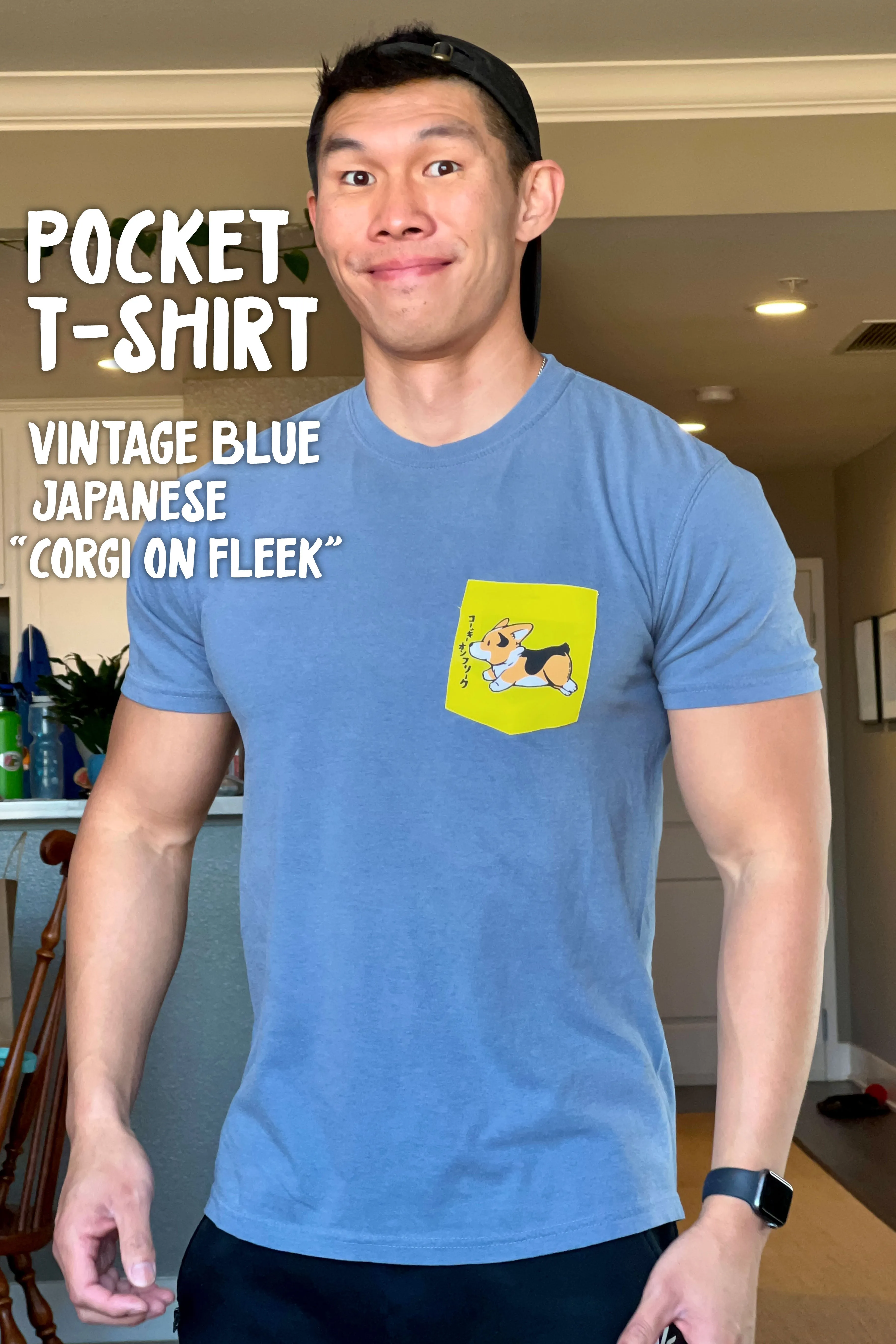 Japanese "Corgi On Fleek" Pocket T-shirt