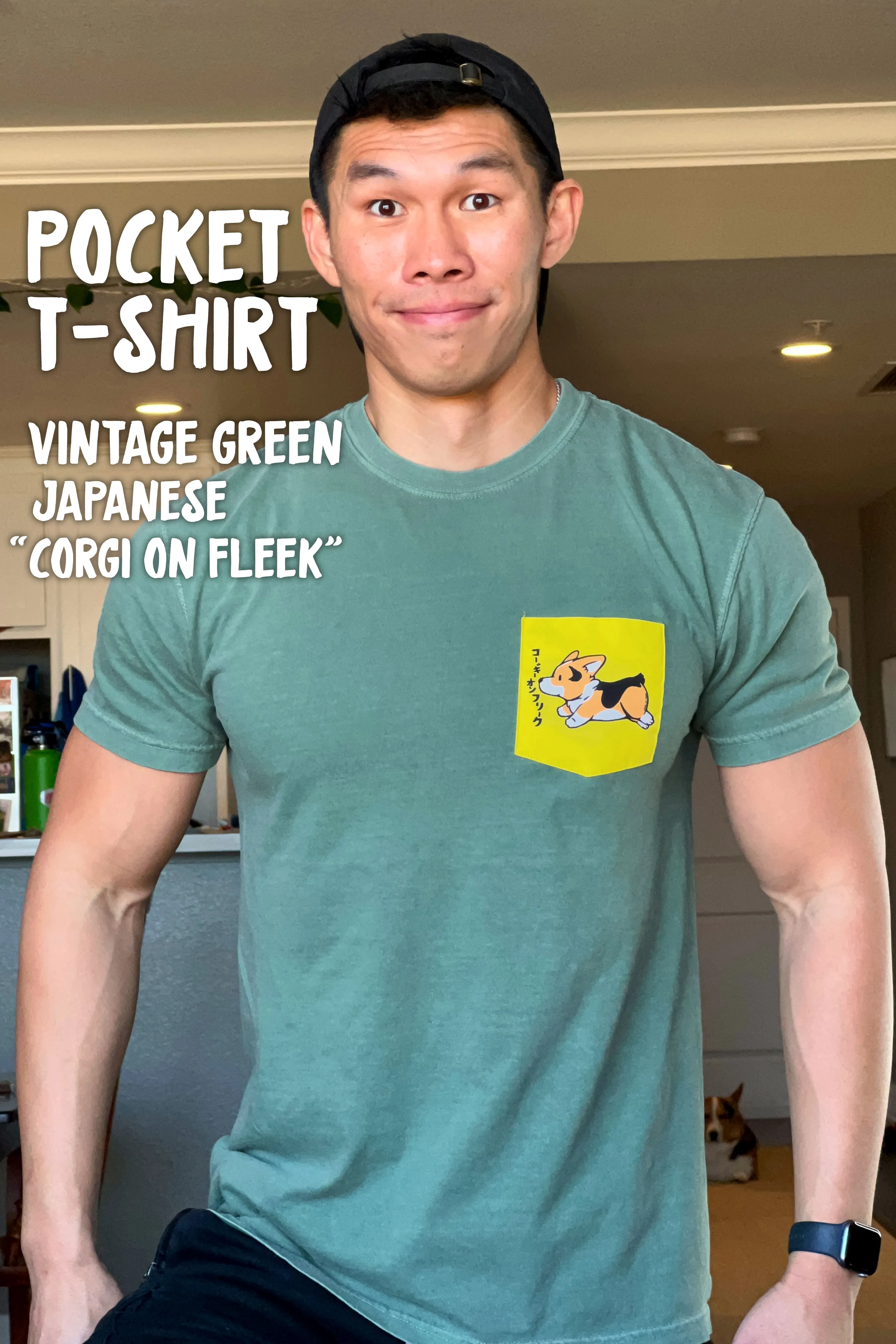 Japanese "Corgi On Fleek" Pocket T-shirt