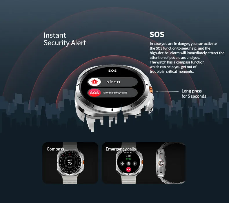 JS Watch 7 Ultra 47mm IP68 Waterproof Bluetooth Call Compass Wireless Charger Smart Watch