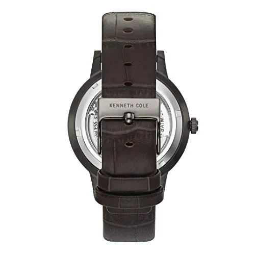 Kenneth Cole New York Men's Quartz Stainless Steel Case Brown Leather Strap Casual Watch (Model:KC50559001)