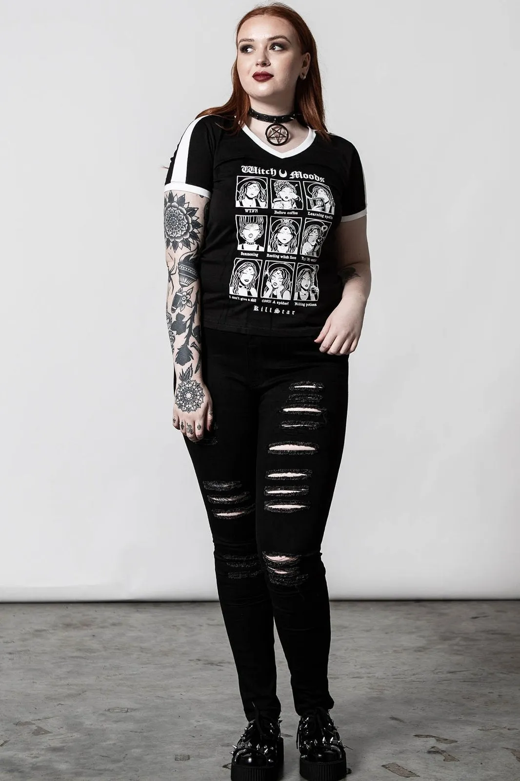 Killstar Moody V-Neck Tee T-Shirt "Witch Moods"