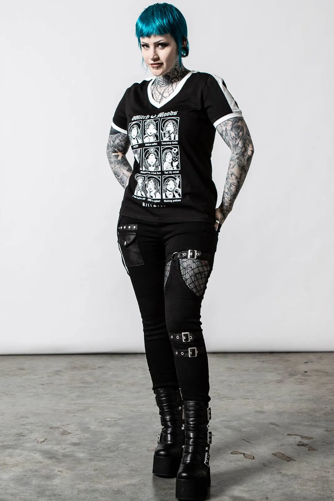 Killstar Moody V-Neck Tee T-Shirt "Witch Moods"