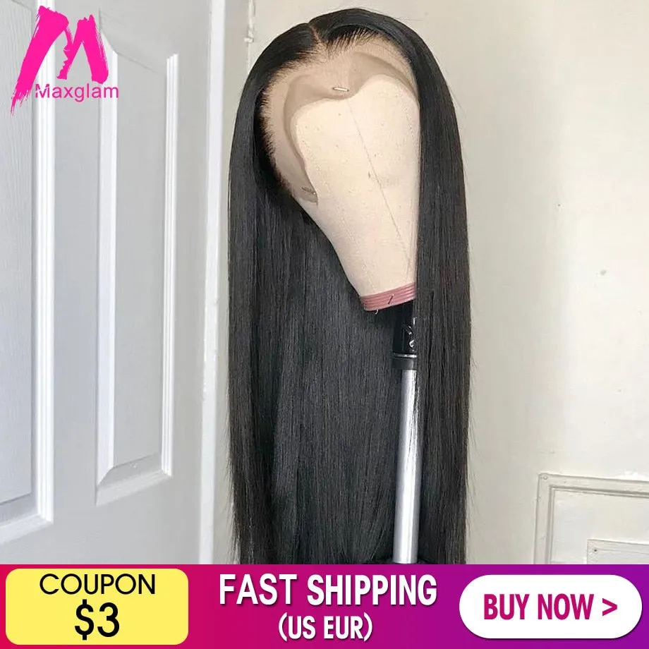 Lace Front Human Hair Wigs Short Straight 28 30 40 inch Brazilian Natural Color Frontal Wig Pre Plucked