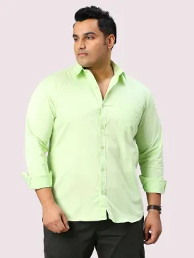 Lemon Green Solid Pure Cotton Full Sleeve Shirt Men's Plus Size