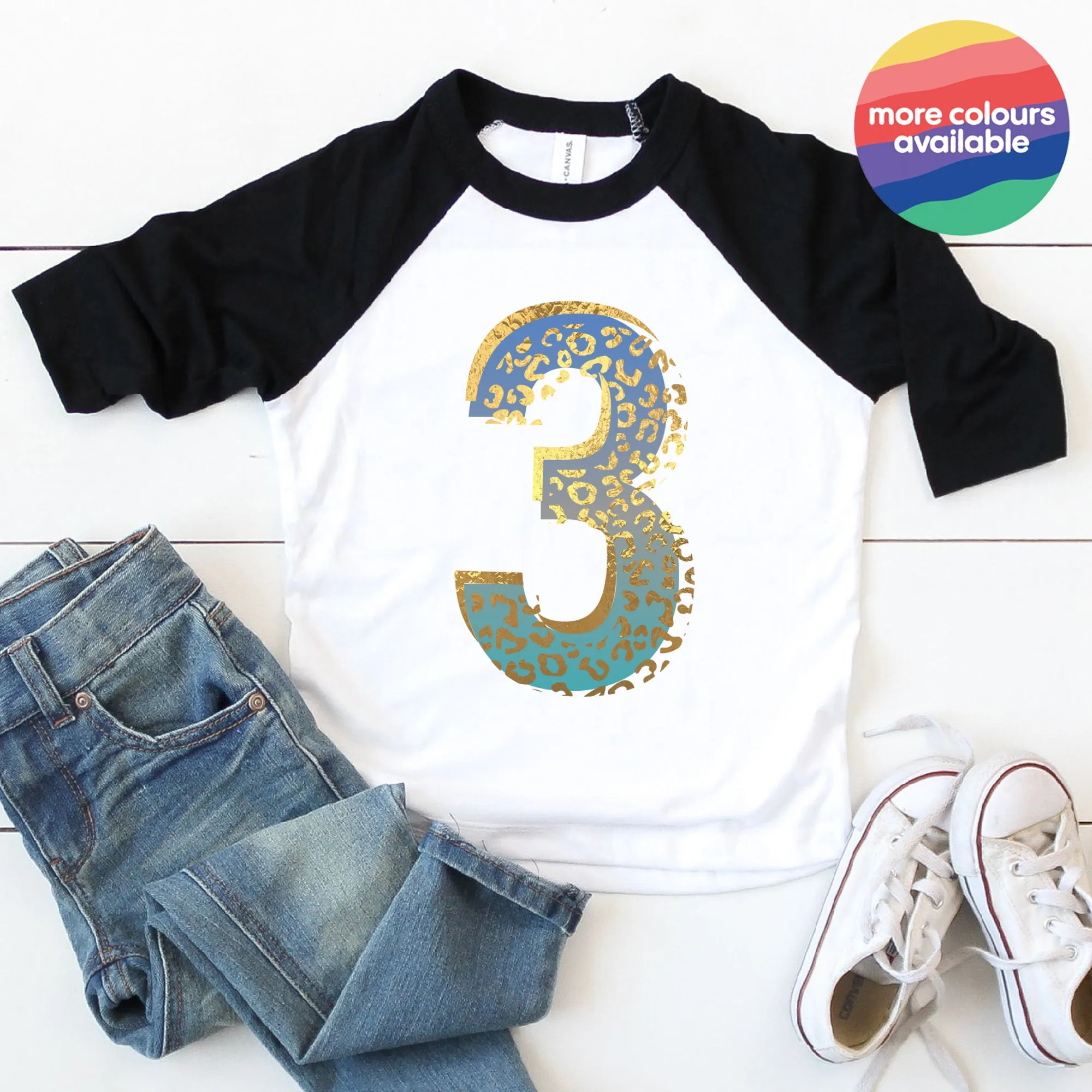 Leopard Birthday Kids Raglan Baseball Top