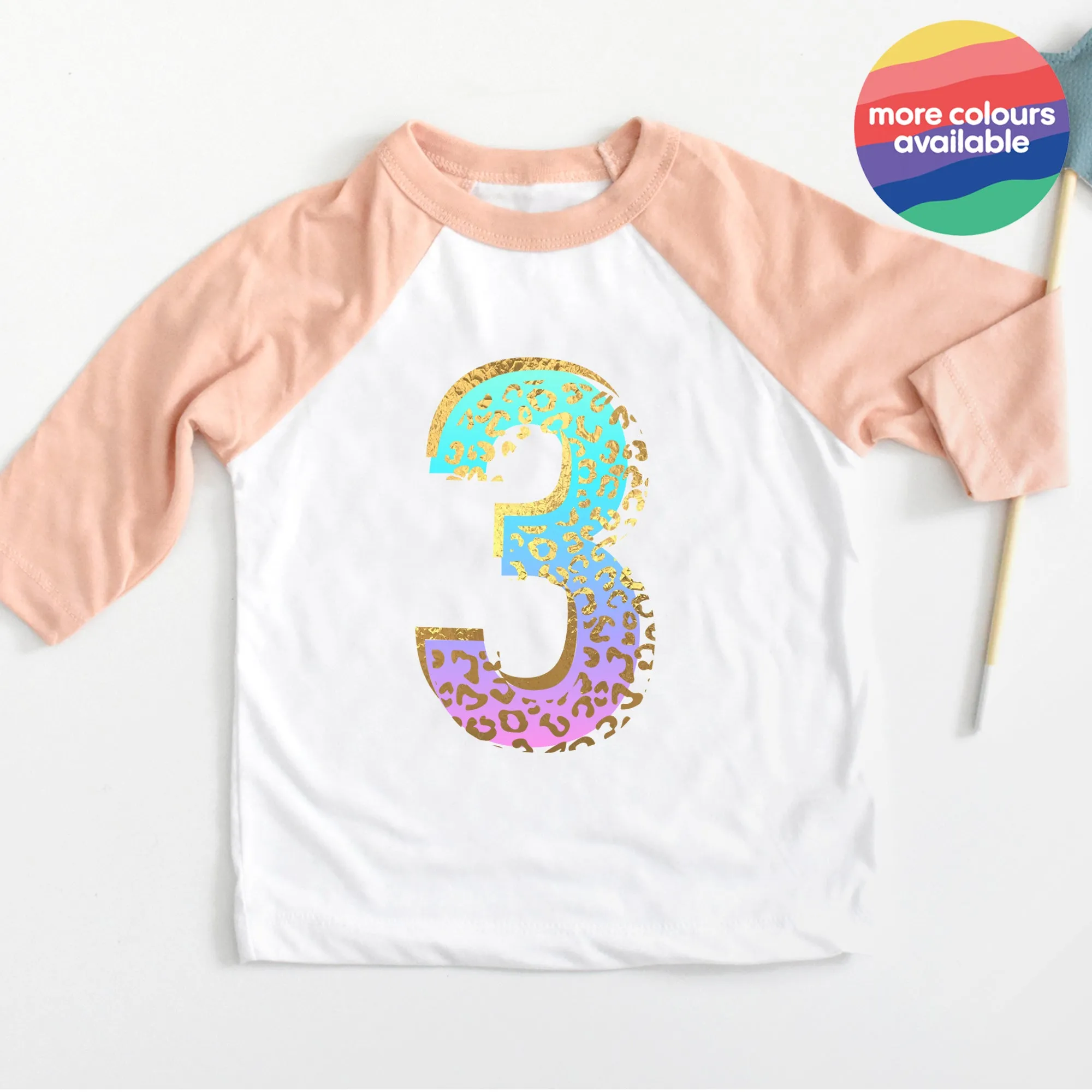 Leopard Birthday Kids Raglan Baseball Top