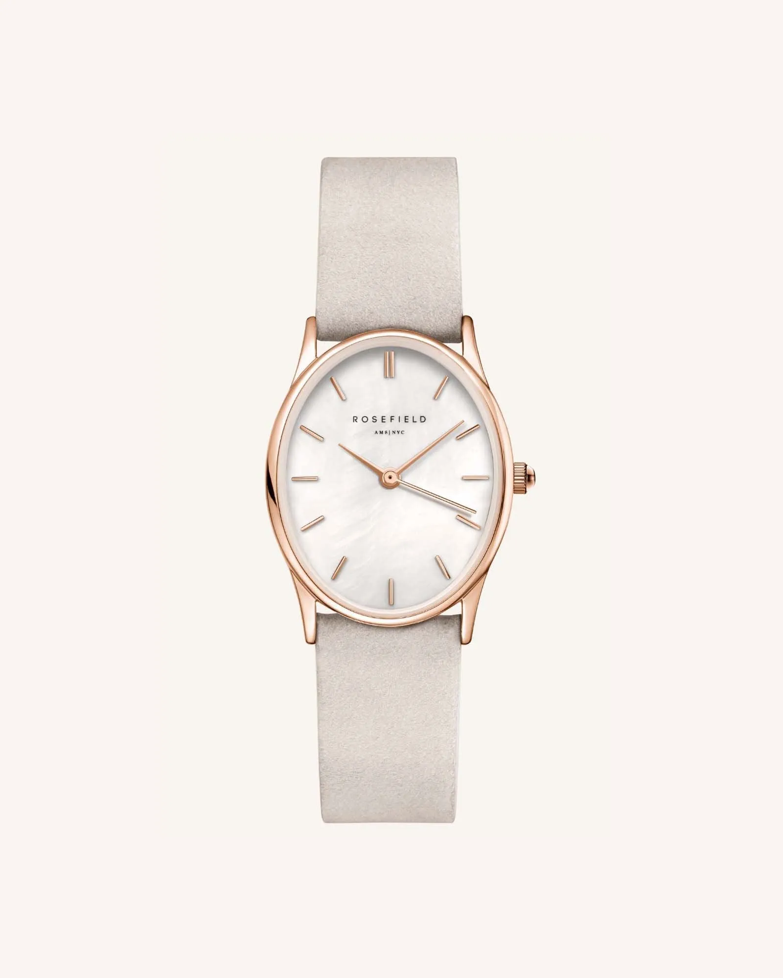 Light Grey Nubuck Rose Gold Strap