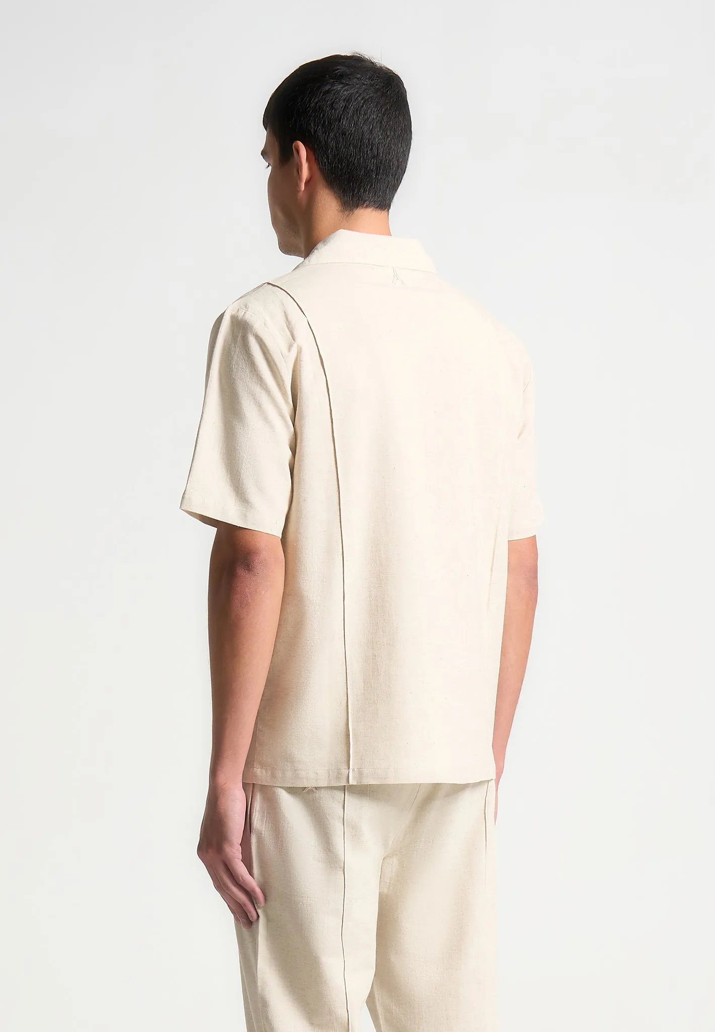 Linen Pintuck Revere Shirt - Natural