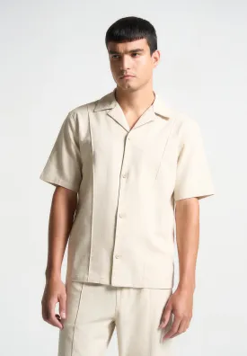 Linen Pintuck Revere Shirt - Natural