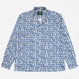 LONG SLEEVE POCKET CAMP SHIRT - AG ALPHABET PRINT/BLUE-WHITE