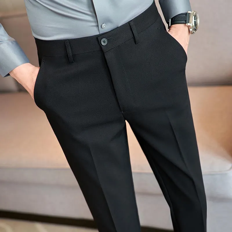 Men's Classic Fit Flat Front Dress Pants Office Business Trousers