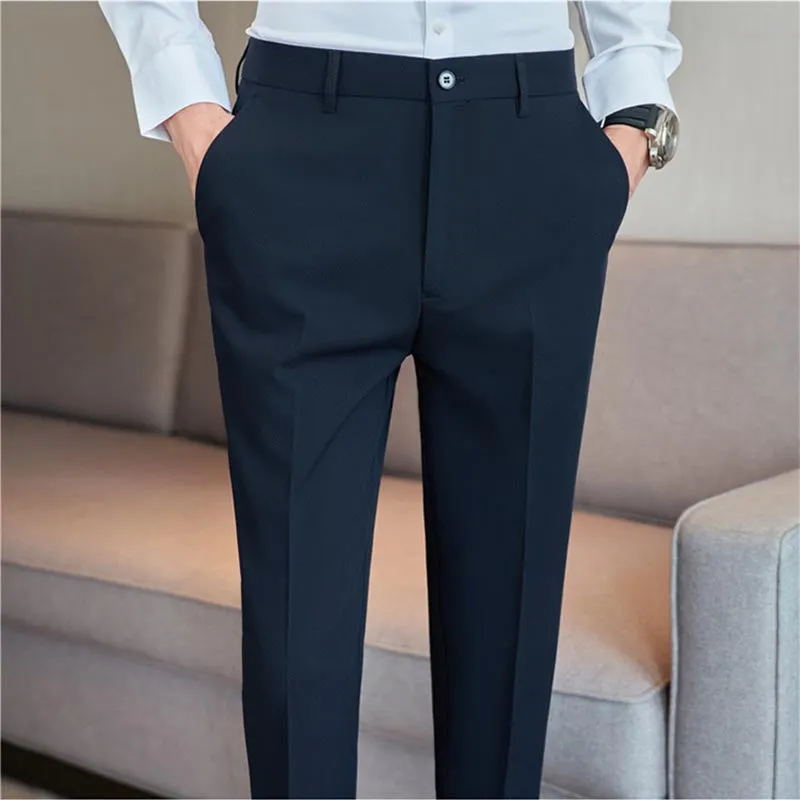 Men's Classic Fit Flat Front Dress Pants Office Business Trousers